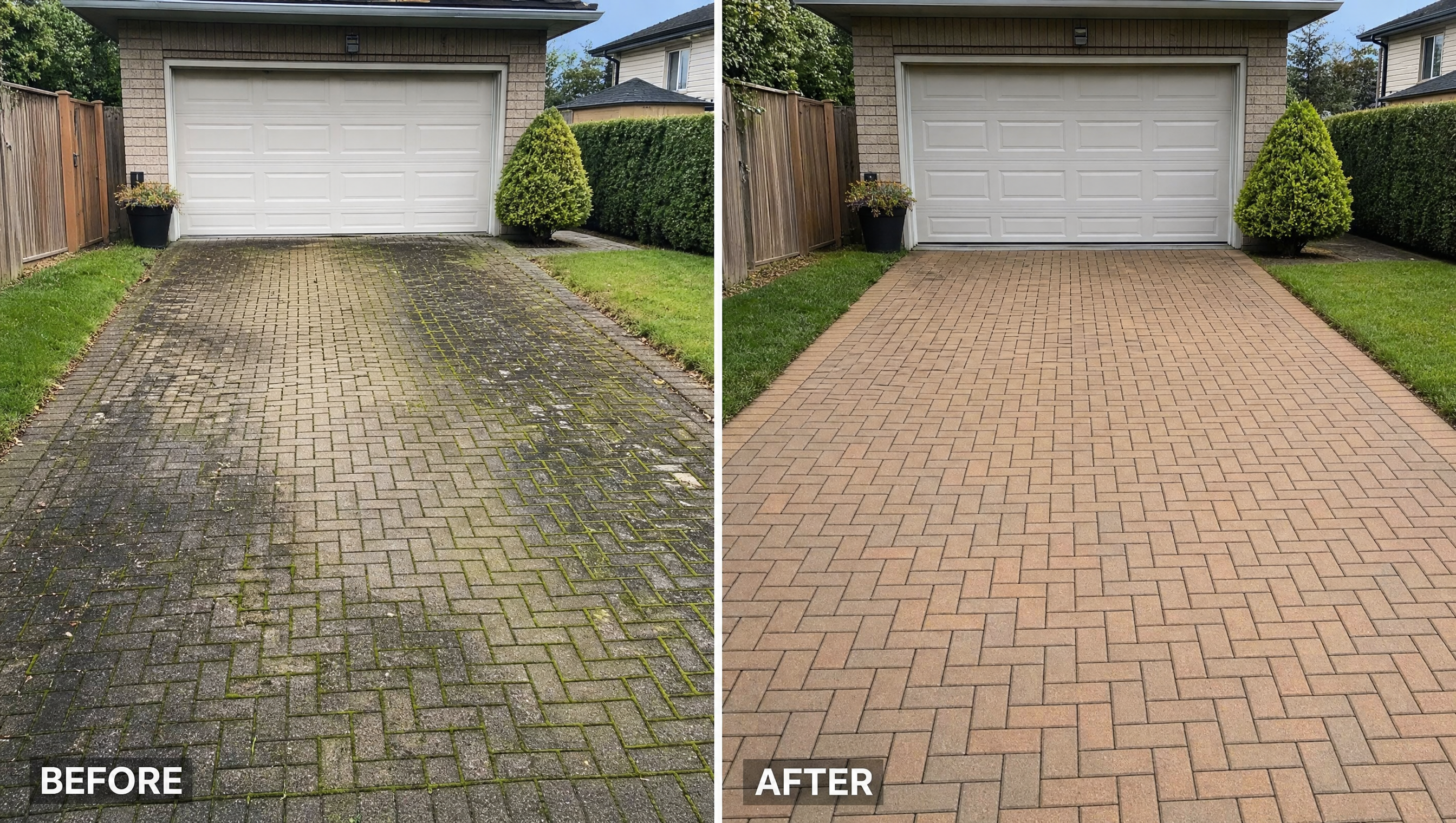 Driveway restoration before and after, project 1